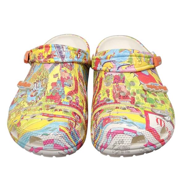DISNEY CROCS WOMENS 9 MENS 7 MAGIC KINGDOM MAP W/ CHARMS STATEMENT COLORFUL FUN - Picture 4 of 10